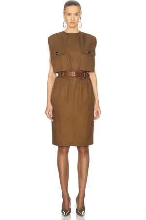Saint Laurent Utility Midi Dress in - Brown. Size 36 (also in 38, 40, 42).