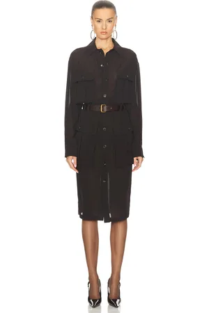 Saint Laurent Midi Shirt Dress in - Chocolate. Size 36 (also in 38).