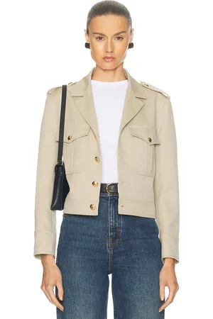 NILI LOTAN Lise Cropped Military Blazer in - Tan. Size L (also in ).