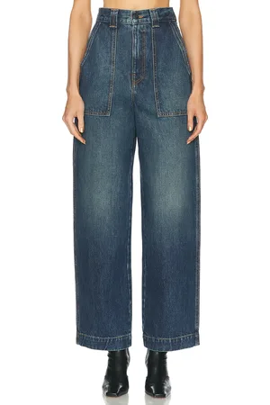 Khaite Hewitt Slim Straight Leg in - Denim-Dark. Size 24 (also in 25, 29, 30).