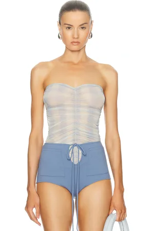 Jade Cropper Ruched Bandeau Top in - Blue. Size 36/S (also in 38/M, 40/L).