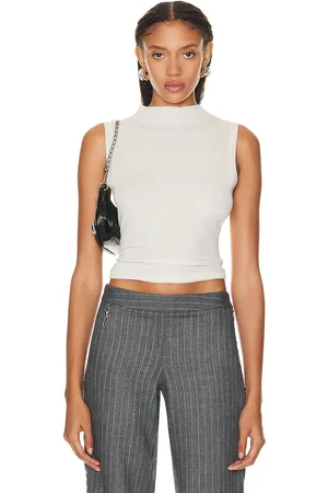 ENZA COSTA Silk Sweater Knit Sleeveless Mockneck Top in - Cream. Size S (also in ).