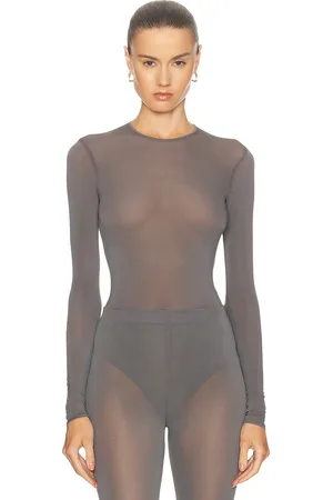 WARDROBE.NYC Sheer Bodysuit in - Grey. Size XL (also in ).