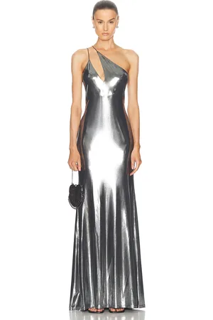 The Sei Double Strap Gown in - Metallic Silver. Size L (also in M).