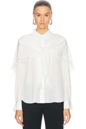 Chloé Long Sleeve Crepe De Chine Blouse in - White. Size 38 (also in ).