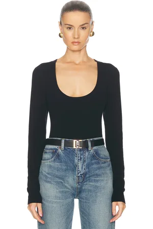 Saint Laurent Scoop Neck Sweater in - Black. Size L (also in S, M).