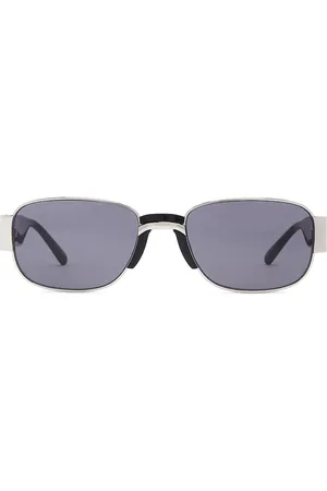 DRIES VAN NOTEN Rectangular Sunglasses in Nickel Black & Grey - Metallic Silver. Size all.