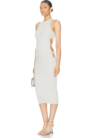 Mach & Mach Knit Cutout Mini Dress with Crystal Bows in - . Size L (also in ).