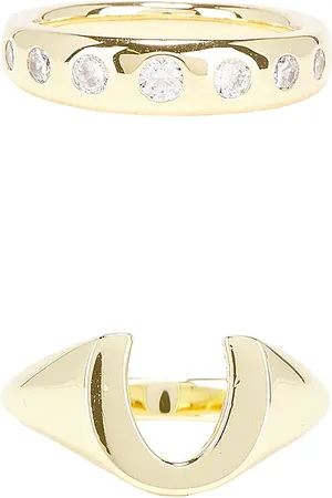 mega Horseshoe & 7 Stone Ring Set in - Metallic Gold. Size 8 (also in ).