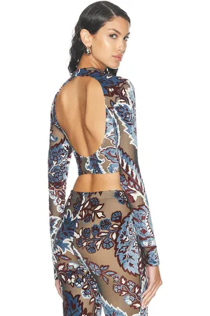 Etro Cropped Long Sleeve Top in - . Size 42 (also in ).