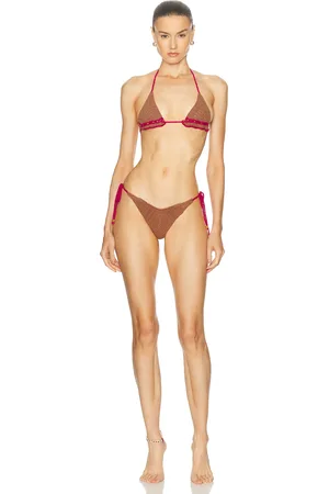 Akoia Swim Tanga Bikini Set in - Chocolate. Size L (also in ).