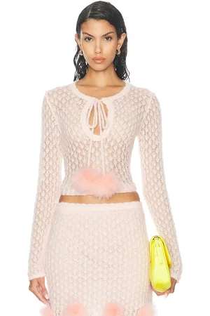BLUMARINE Tie Neck Sweater in - Pink. Size L (also in S).