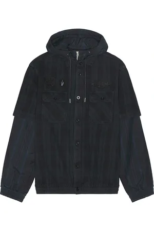 SACAI Gonz Multi Patch Plaid Hoodie in - Blue. Size 4 (also in ).