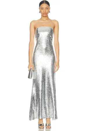 SIMON MILLER Sculpty Strapless Sequin Dress in - Metallic Silver. Size 2 (also in 8).
