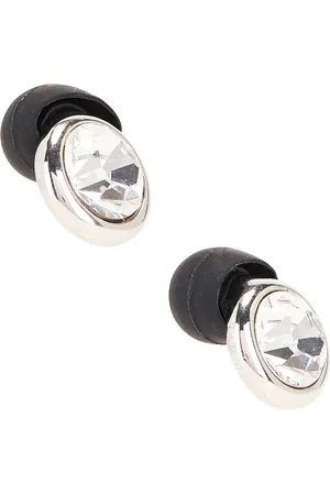 Balenciaga Berlin Earrings in Shiny Silver Crystal & Black - Metallic Silver. Size all.