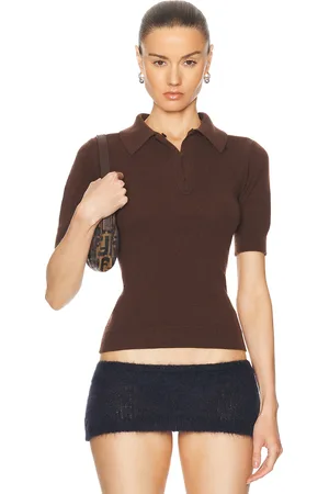Marni Short Sleeve Polo Sweater in - Chocolate. Size 38 (also in 42, 44).