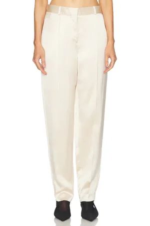 Totême Low Waist Satin Trouser in - Ivory. Size 34 (also in ).