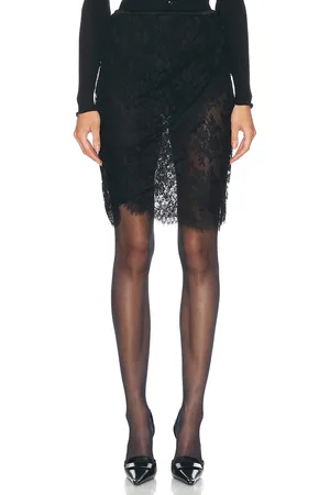 Saint Laurent Lace Wrap Skirt in - Black. Size 38 (also in 40).