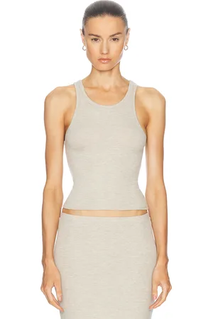 ÉTERNE High Neck Fitted Tank Top in - Beige. Size L (also in XL).