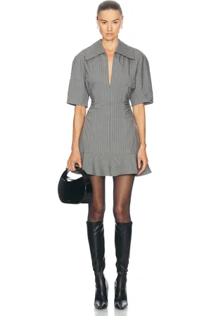 Ganni Short Sleeve Mini Dress in - Grey. Size 32 (also in 34, 38).