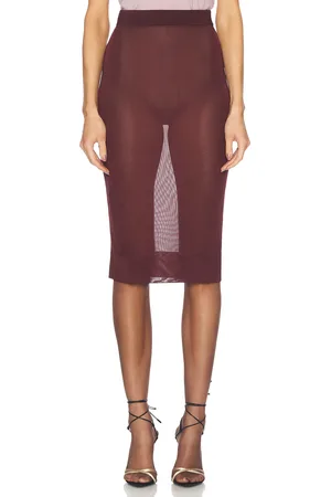Saint Laurent Midi Pencil Skirt in - Burgundy. Size S (also in XS).