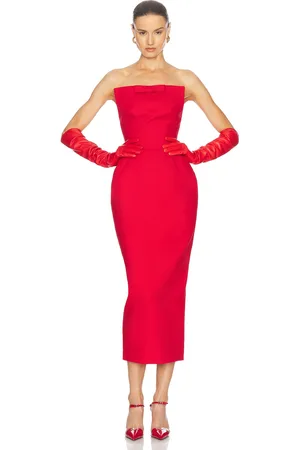 Helsa The S Curve Dress With Bow in - Red. Size XS (also in ).