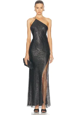 The Sei Sheer Slit One Shoulder Gown in - Metallic . Size 0 (also in 4).