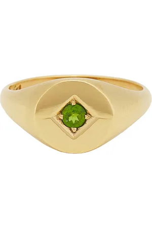 LOREN STEWART Baby Deco Signet Ring in - Metallic Gold. Size 7 (also in 8).