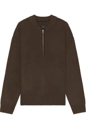 RAG&BONE Clarkson Mixed Media Quarter Zip Sweater in - Brown. Size L (also in M, S).