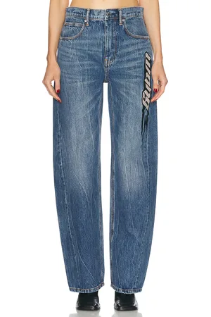 Alexander Wang Balloon Embroidered Logo Wide Leg in - Denim-Medium. Size 30 (also in ).