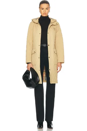Burberry Long Quilted Jacket in - Beige. Size L (also in M, S, XS).
