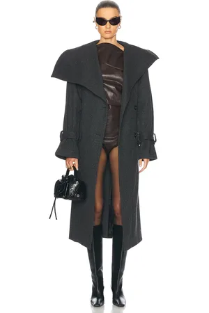 Acne Studios Oretto Chevron Wool Coat in - Grey. Size 36 (also in 38, 40).
