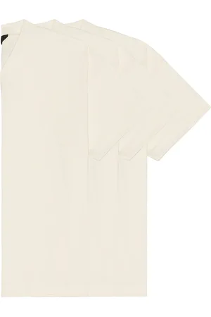 FEAR OF GOD 3-Pack Essential V-Neck Tee in - Cream. Size L (also in M, S, XL).