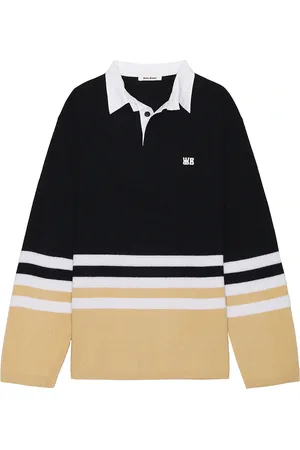 WALES BONNER Cypher Long Sleeve Polo in - Blue. Size S (also in ).