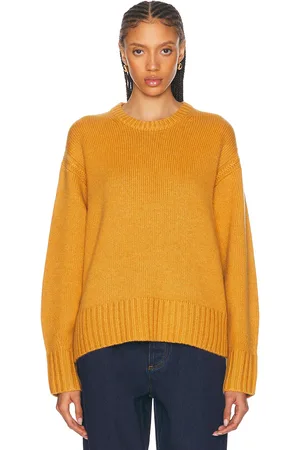Guest In Residence Cozy Crew Cashmere Sweater in - Yellow. Size L (also in M, S, XS).