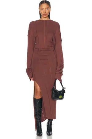 Jade Cropper Long Sleeve Midi Dress With Slit in - Rust. Size 38 (also in ).
