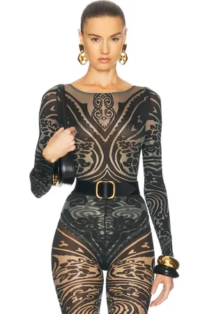 Wolford X Etro Body Tattoo String Bodysuit in - Grey. Size S (also in XS).