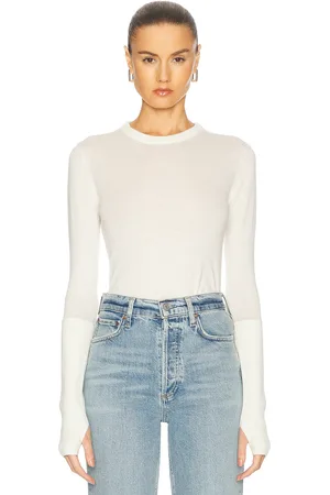 ENZA COSTA Fitted Cuffed Long Sleeve Crewneck Sweater in - . Size S (also in XS).