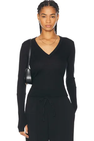 ENZA COSTA Fitted Cuffed Long Sleeve V-Neck Sweater in - . Size L (also in XS).