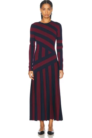 GABRIELA HEARST Seema Dress in - Navy,Burgundy. Size L (also in S).