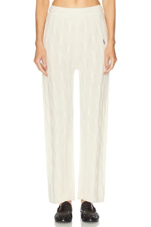 Sporty & Rich Cable Knit Cashmere Trousers in - Cream. Size M (also in ).