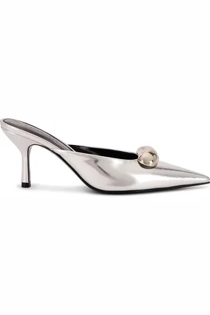 Retrofete Francesca Leather Kitten Mule in - Metallic Silver. Size 35 (also in 36, 36.5, 37.5, 38).