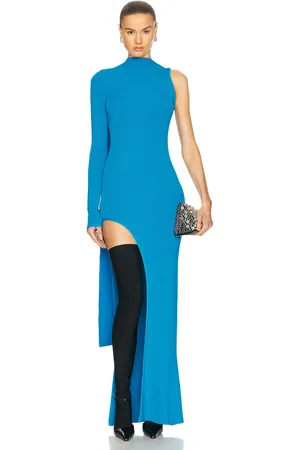 DAVID KOMA Asymmetric Cut One Sleeve Dress in - Blue. Size L (also in M).