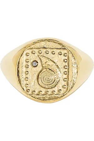 Azlee Spiral Seashell Coin Ring in - Metallic Gold. Size 5 (also in 7).