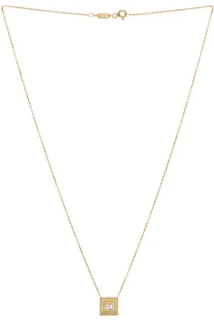 Azlee Carre Diamond Staircase Necklace in - Metallic Gold. Size all.