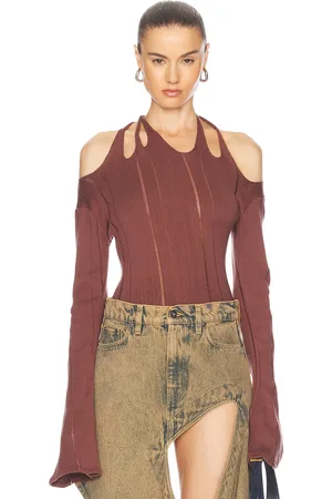 Jade Cropper Braided Long Sleeve Top in - Rust. Size 34 (also in 36, 38).
