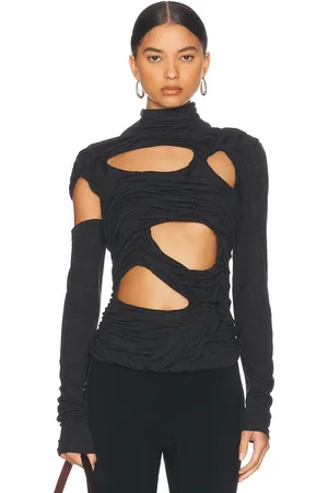 DI PETSA Long Sleeve Midnight Top in - Charcoal. Size L (also in M, XS).