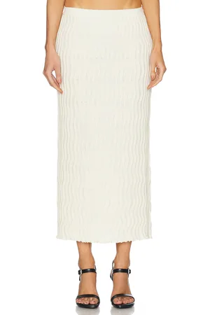 Bottega Veneta Rib Knit Midi Skirt in - White. Size M (also in XS).