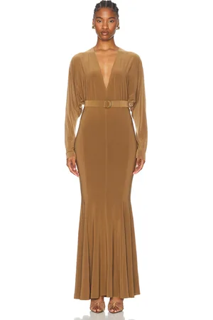 Norma Kamali Dolman V Neck Fishtail Gown in - Brown. Size M (also in S, XS).