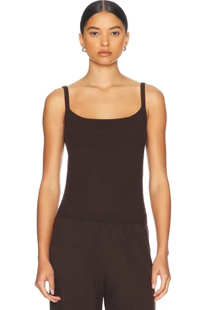 Helsa Alanna Knit Top in - Chocolate. Size L (also in M, S, XL).